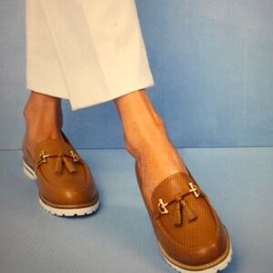 Talbots Laura Tassel Soft Napa Leather Horse-bit Brown Loafers Size 8